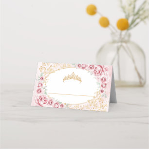 Tarjeta De Asiento Quinceañera Rosa Dorado