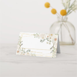 Tarjeta De Asiento Quinceanera Sweet 16 Birthday White Ivory Flowers