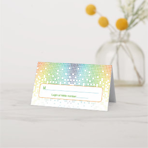 Tarjeta De Asiento Rainbow Pixel Video Game Gamer Bar Mitzvah Direcci