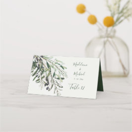 Tarjeta De Asiento Rama de Olivo Número de mesa de boda elegante