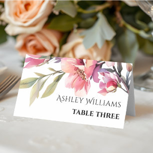 Tarjeta De Asiento Rama de Rhododenron flores rosa melocotón boda