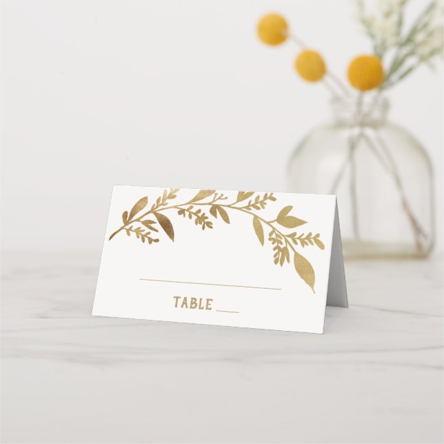 Tarjeta De Asiento Ramas curvas | Boda de oro (Anverso)