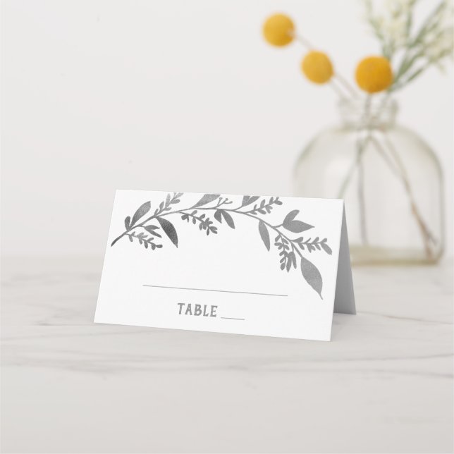 Tarjeta De Asiento Ramas curvas | Boda plateado (Anverso)