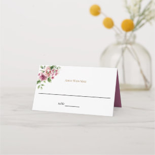 Tarjeta De Asiento Ramo de boda de rosa rosa elegante acuarela