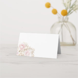 Tarjeta De Asiento ramo de rosas rosadas y aliento de bebé