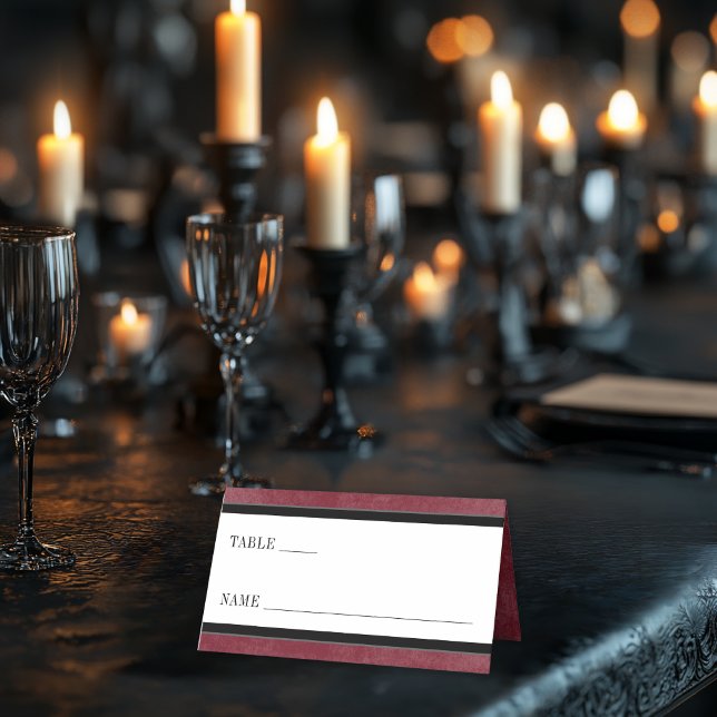 Tarjeta De Asiento Raven negro gótico y Boda de vino Rosas negros (Subido por el creador)