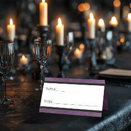 Tarjeta De Asiento Raven negro gótico y Boda morado Rosas negros
