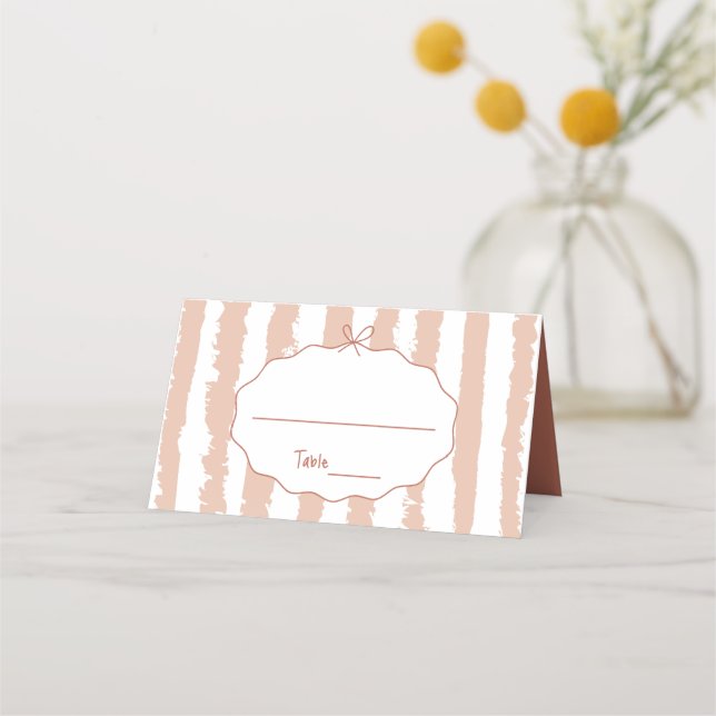 Tarjeta De Asiento Rayas Caprichosas Bodas Pintadas a Mano (Anverso)