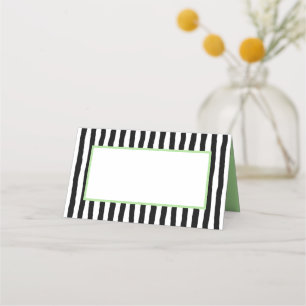 Tarjeta De Asiento Rayas caprichosas en blanco y negro con verde