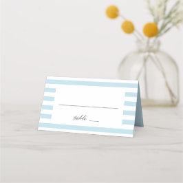 Tarjeta De Asiento Rayas náuticas azules. Boda moderna a rayas