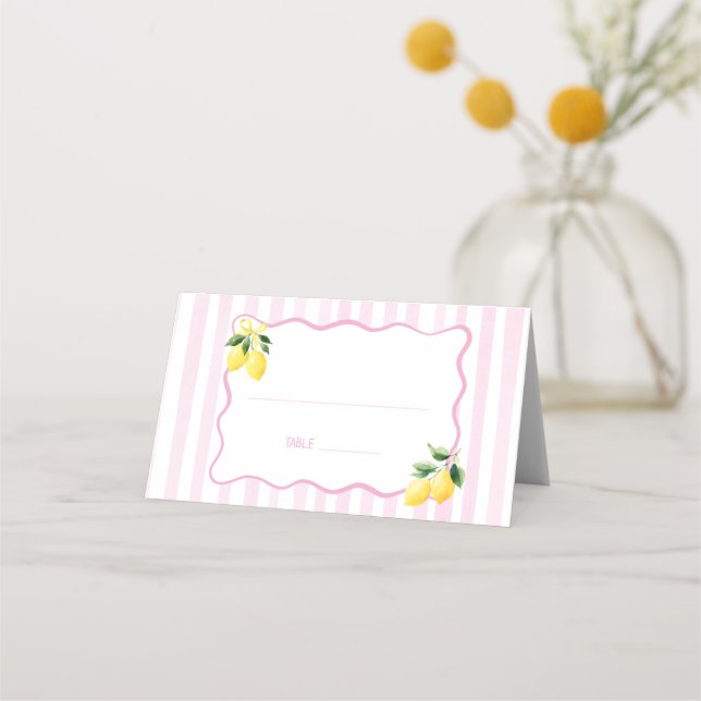 Tarjeta De Asiento Rayas Rosa Limón  (Anverso)