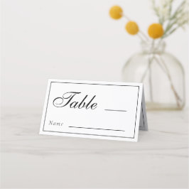 Tarjeta De Asiento Recepción clásica Monograma de boda blanca y negra