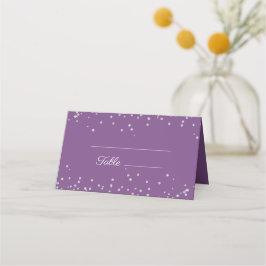 Tarjeta De Asiento Recepción de Boda con Brillo Plateado Púrpura