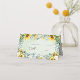 Tarjeta De Asiento Recepción de Boda de Girasoles y Hojas de Eucalipt