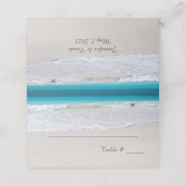 Tarjeta De Asiento Recepción de Boda de Playa Blanca (Exterior desplegado)