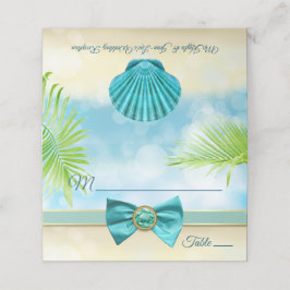 Tarjeta De Asiento Recepción de Boda de Playa Cena Bow Gem Palm Escor