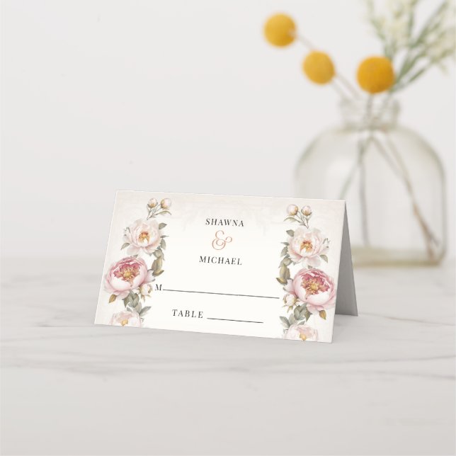 Tarjeta De Asiento Recepción de Boda de Primavera Elegante de Peón Ro (Anverso)