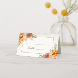 Tarjeta De Asiento Recepción de boda floral Naranja quemada