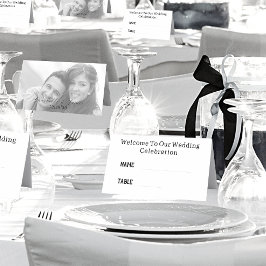 Tarjeta De Asiento Recepción De Boda Nombre De Foto En Blanco Y Negro