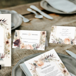 Tarjeta De Asiento Recepción de bodas florales BOHO silenciada en ver