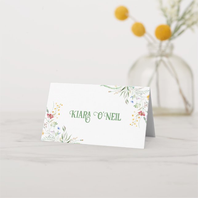 Tarjeta De Asiento Recepción de la boda de Flores Silvestres "Bloomin (Anverso)