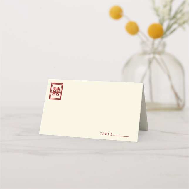 Tarjeta De Asiento Rectángulo doble felicidad Boda chino clásico (Anverso)