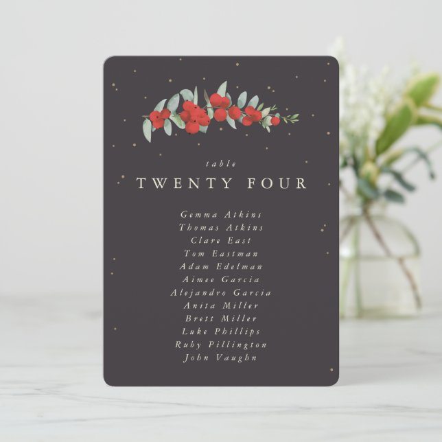 Tarjeta de asiento Red Berry+Eucalyptus (Anverso de pie)
