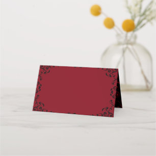 Tarjeta De Asiento Red & Black Swirl Gothic Boda