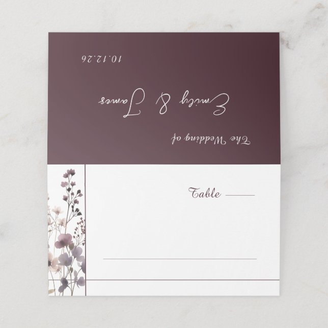 Tarjeta De Asiento Red Blush Floral Wedding Elegant  (Exterior desplegado)
