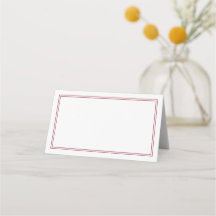 Red Moderno Boda Minimalista Blank Place Card