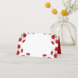 Tarjeta De Asiento Red Rose Romantic Wedding