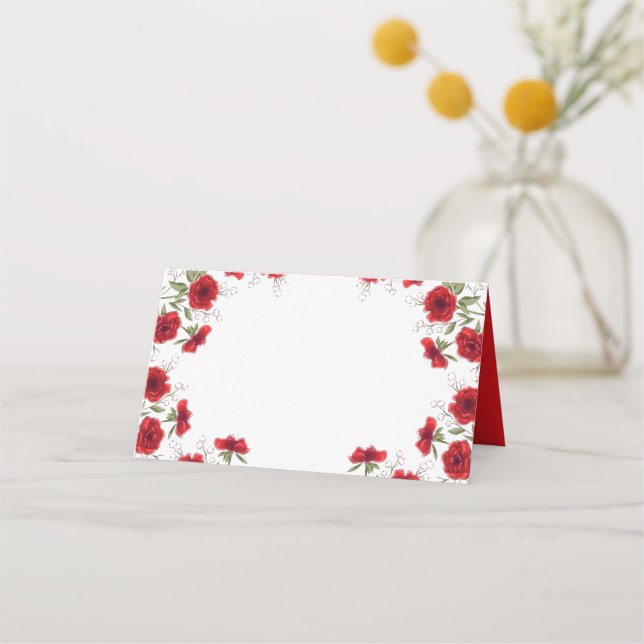 Tarjeta De Asiento Red Rose Romantic Wedding (Anverso)