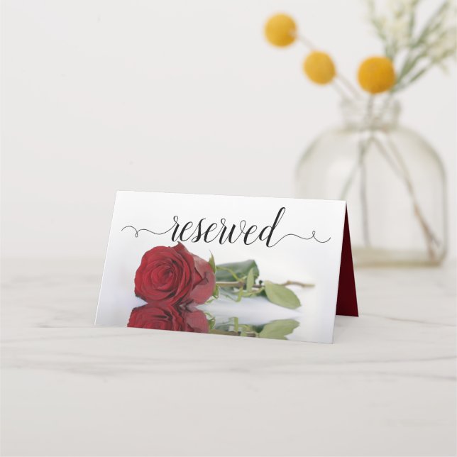 Tarjeta De Asiento Reflejando la elegante boda de la Rosa Roja reserv (Reverso)