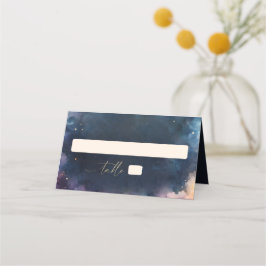 Tarjeta De Asiento Regalo Celestial Azul Oscuro Romántico Noche de Bo