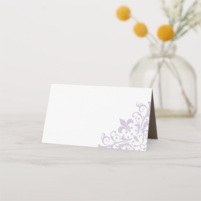 Tarjeta De Asiento Regencia francesa Purple Fleur de Lis Boda (Anverso)