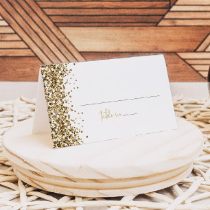 Tarjeta De Asiento REGINA Amarillo Dorado Lentejuelas Boda Invitado N