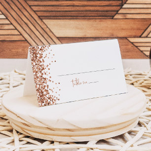 Tarjeta De Asiento REGINA Rose Gold Lentejuelas Invitado Nombre
