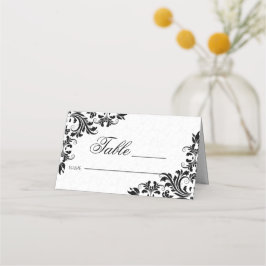 Tarjeta De Asiento Rejillas blancas de encaje negro elegantes