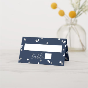 Tarjeta De Asiento Relieve metalizado plateado Confetti Bridal Shower