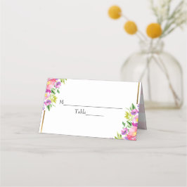Tarjeta De Asiento Relieve metalizado Rosa y Faux Gold Floral Bridal 