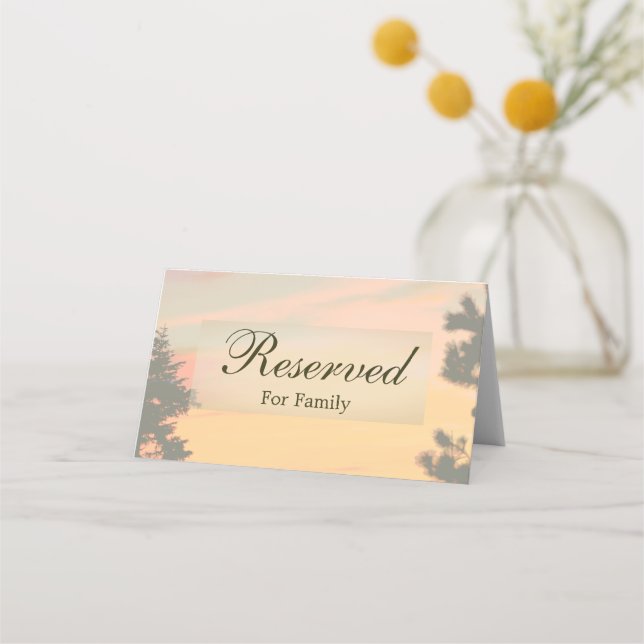 Tarjeta De Asiento Reserva de atardecer de montaña (Anverso)