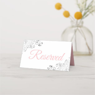 Tarjeta De Asiento Reservada la boda elegante rosada y blanca