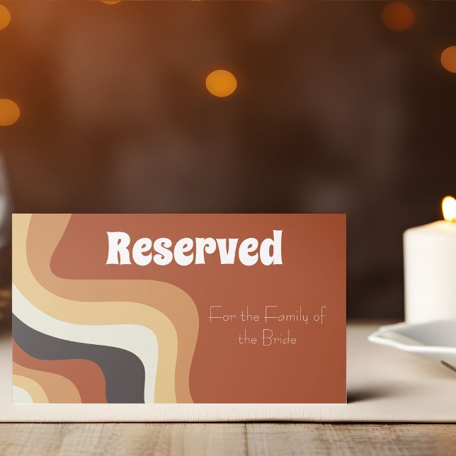 Tarjeta De Asiento Reservado Boda de Wavy Boho de los 70 de negrita r (Subido por el creador)