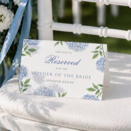 Tarjeta de asiento reservado de boda con Hortensia