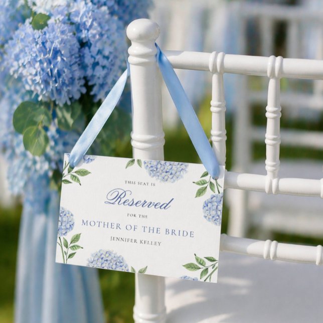 Tarjeta de asiento reservado de boda con hortensia (Subido por el creador)