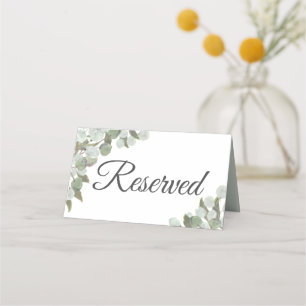 Tarjeta De Asiento Reservado el Boda de eucalipto y vegetación acuare