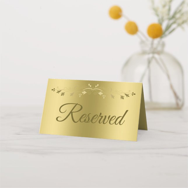 Tarjeta De Asiento Reservado el Gradiente de Oro y la Boda Elegante F (Reverso)