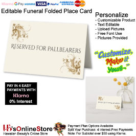 Tarjeta De Asiento Reserved for Pallbearers Flourish Funeral 