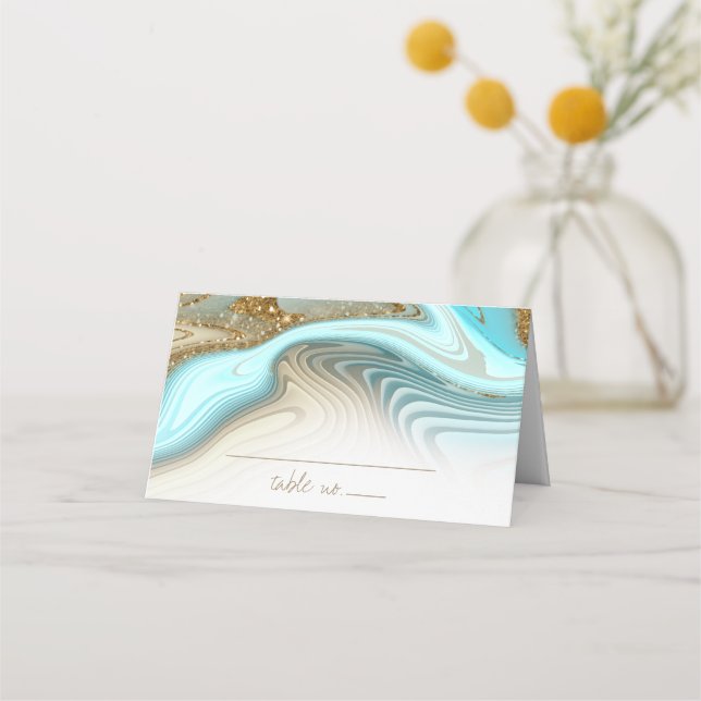 Tarjeta De Asiento Resumen Purpurina Strata Boda ID903 (Anverso)