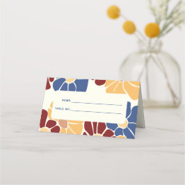 Tarjeta De Asiento Retro Groovy Boho Moda Boda Floral